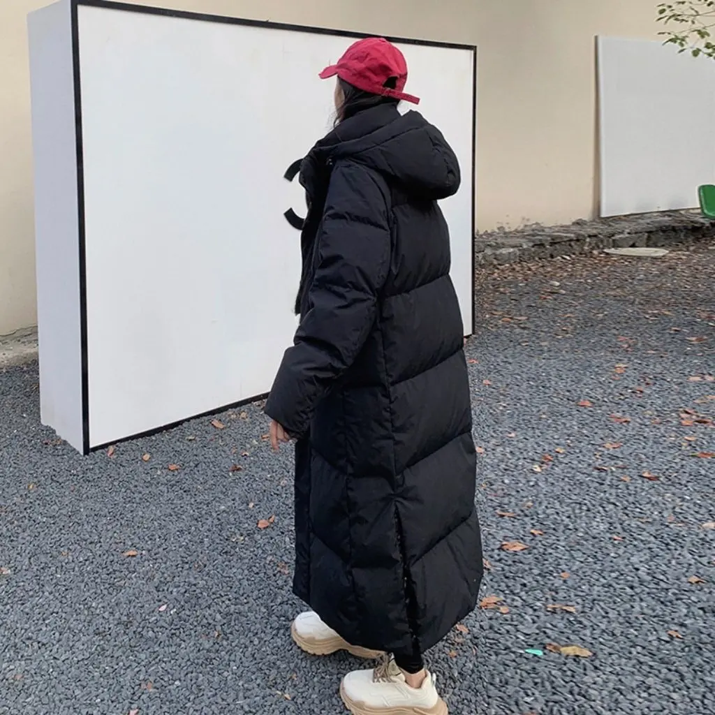 

Women's Long down Jacket Over-The-Knee Cotton Outwear Korean Style Loose Thickened Winter Coat New Fashion for Ladies