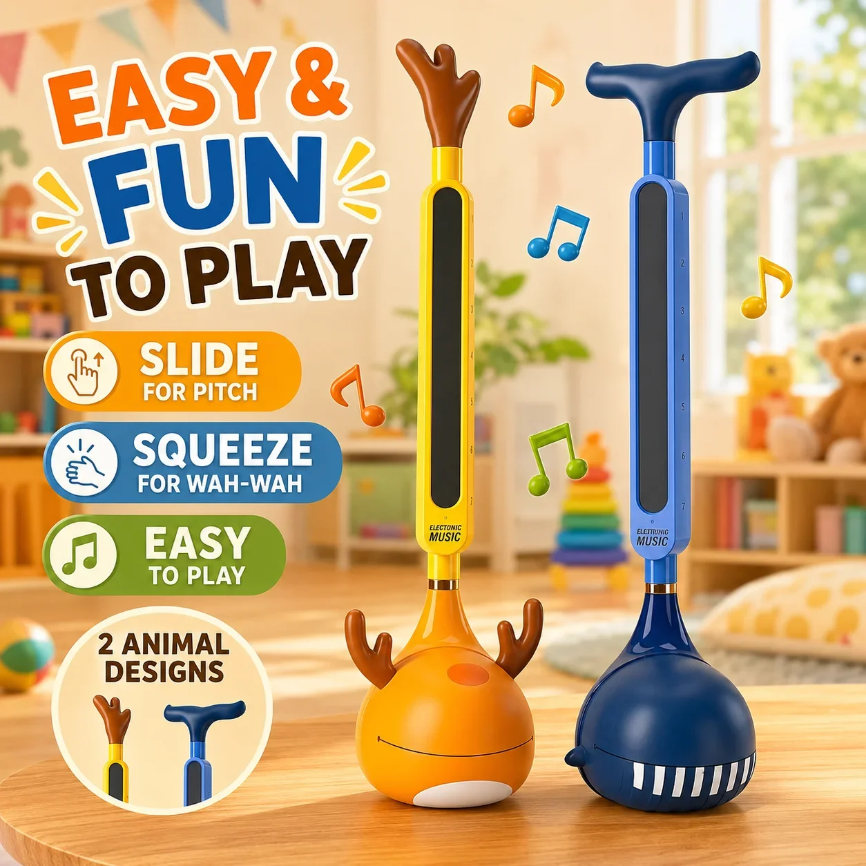

2-in-1 Electronic Tadpole Musical Instrument Toy USB Rechargeable Otamatone Style Sound Synth Educational Music Toy Gift for Kid