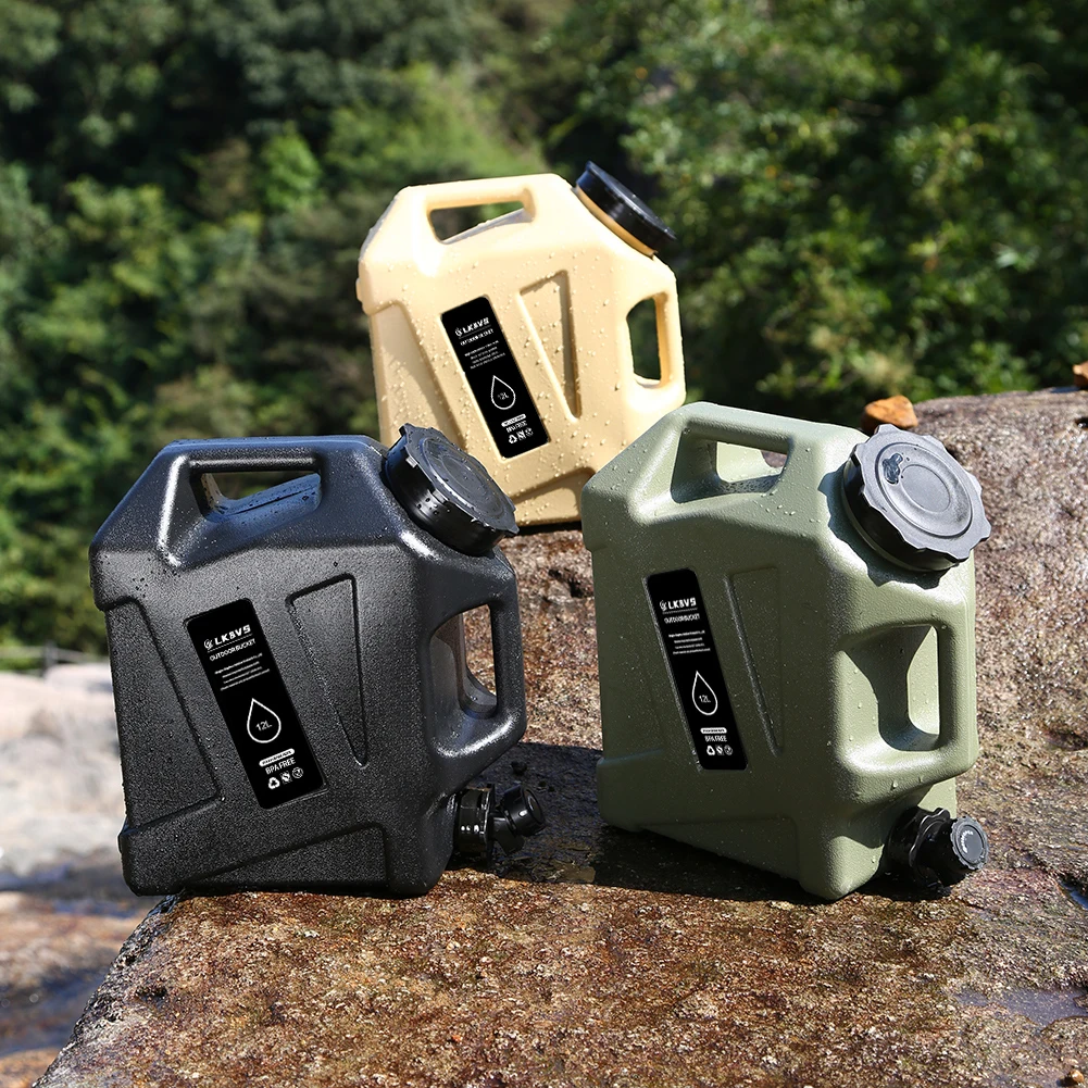 

12L Camping Water Container with Spigot Portable Emergency Water Can Large Capacity Drinking Water Bucket for Camping Hiking