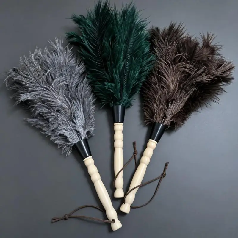 Anti Static Ostrich Feather Duster With Wooden Handle Household Dust Remover For Home Cleaning
