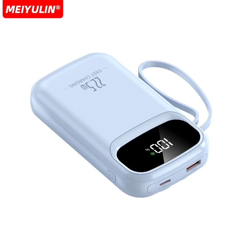 USB C 케이블 보조배터리, 휴대용 PD 20W 고속 충전 대용량 외장 배터리, 아이폰 15, 샤오미, 삼성용, 20000mah