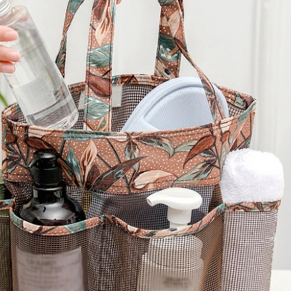 Portable Mesh Shower Basket Caddy Bag Quick Dry Women Tote Hanging Bath Toiletry Organizer Bag for Dorm Camping Swimming