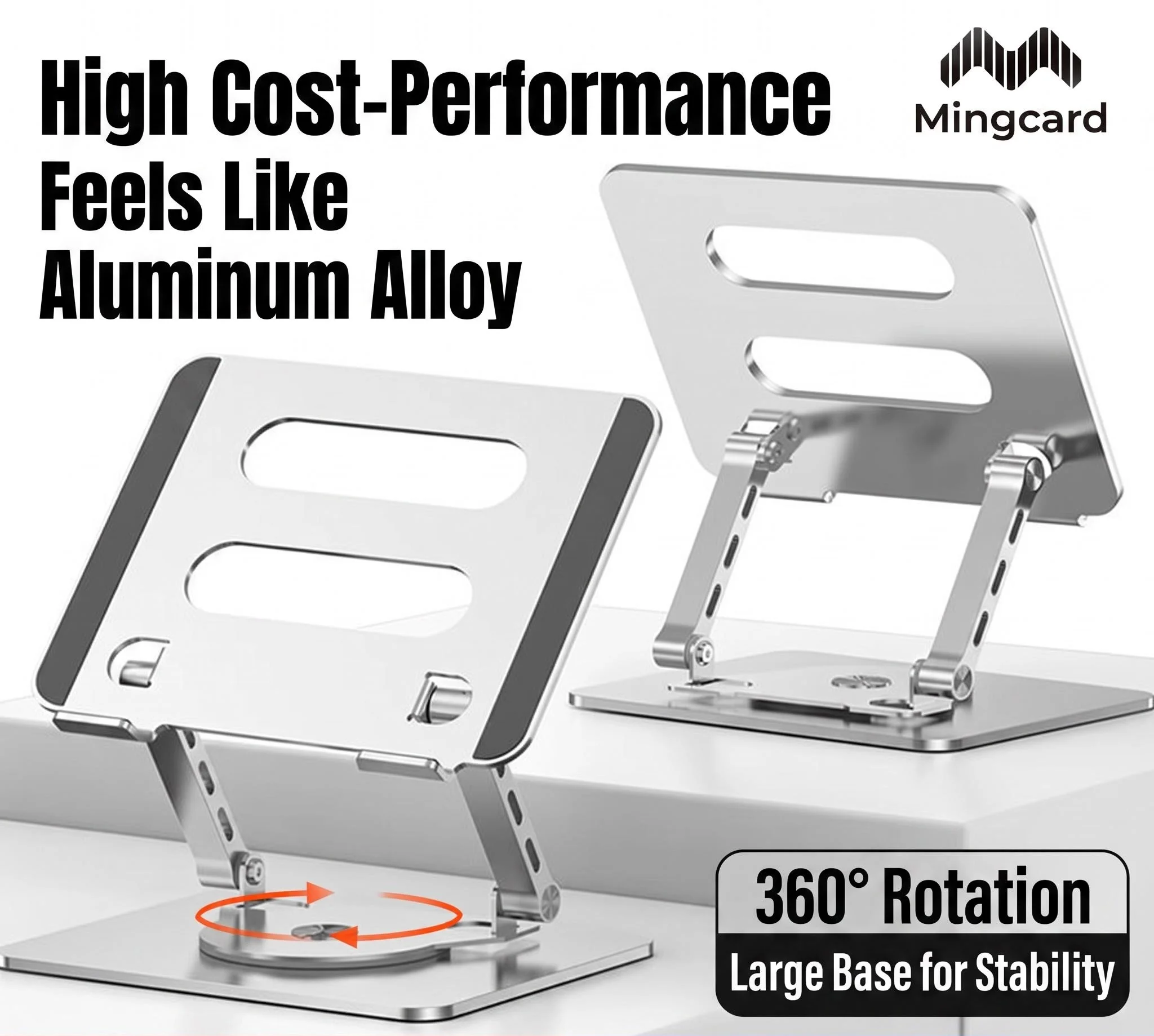 Mingka B0086A Rotatable Foldable Metal Laptop Riser, Height Adjustable Desktop Laptop Support Bracket with Expansion Function