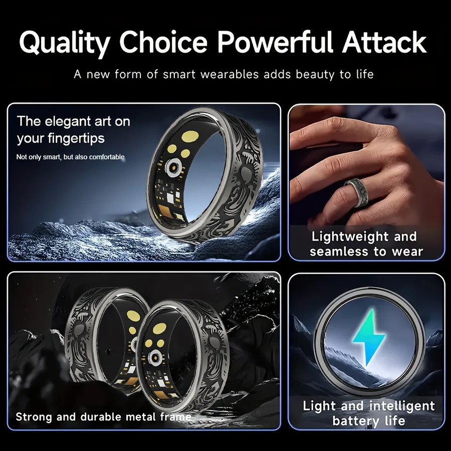 Smart Ring Heart Rate Blood Pressure Blood Oxygen Sleep Monitoring Step Counting Activity Tracking Shared Waterproof Ring