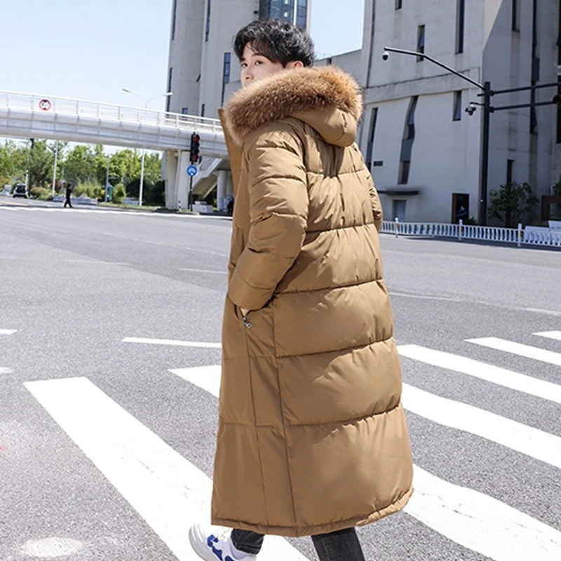 

Мужское зимнее длинное хлопковое пальто 2025 года, утолщенная ветрозащитная водонепроницаемая куртка в корейском стиле