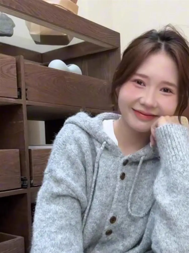 가을 겨울 두꺼운 순색 니트 오픈 가디건 한국 스타일 후드 스웨터 아우터 루즈핏 여성 상의