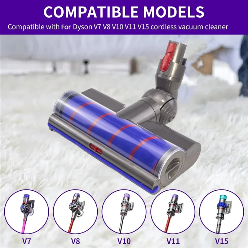 

AT02-быстросъемный сменный комплект вакуумной мягкой роликовой щетки для Dyson V7 V8 V10 V11 V15 для ковров из твердой древесины