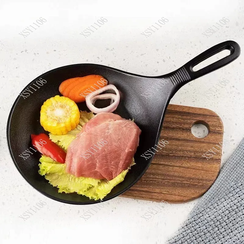 Uncoated Cast Iron Frying Pan Long Handle Skillet For Steak Omelette