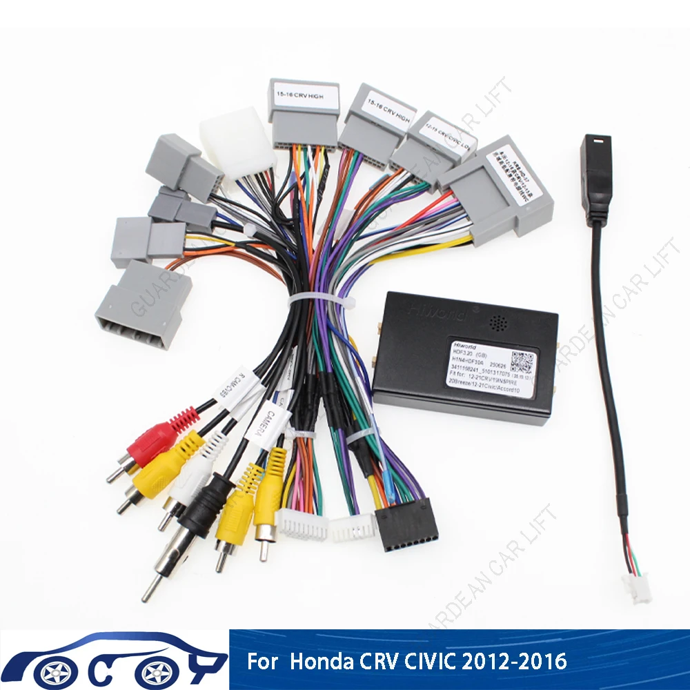 Car Radio Wiring Cable 16Pin Harness Adapter With CANBUS Box For Honda CRV 2012-2016 2DIN Head Unit Stereo Plug Navigation