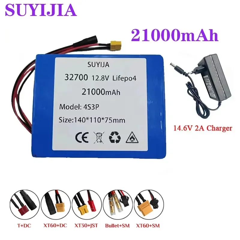 32700 12.8V 21000mAh 4S3P Lifepo4 Battery Pack Built-in 40A Same Port Charge and Discharge Balance BMS 12V Power Supply Lifepo4