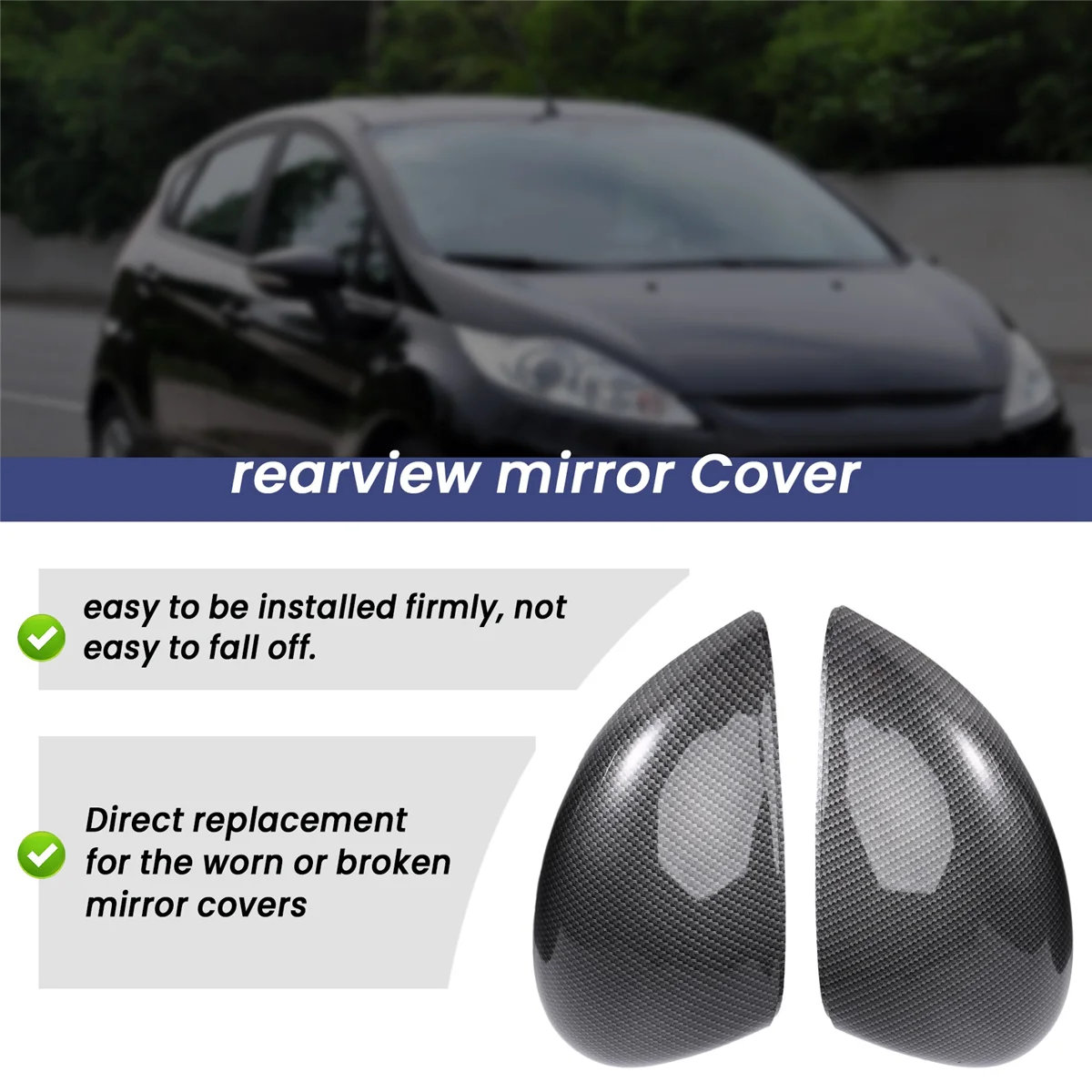 

Прочные боковые накладки на зеркала заднего вида для Ford Fiesta Mk7 2008-2017