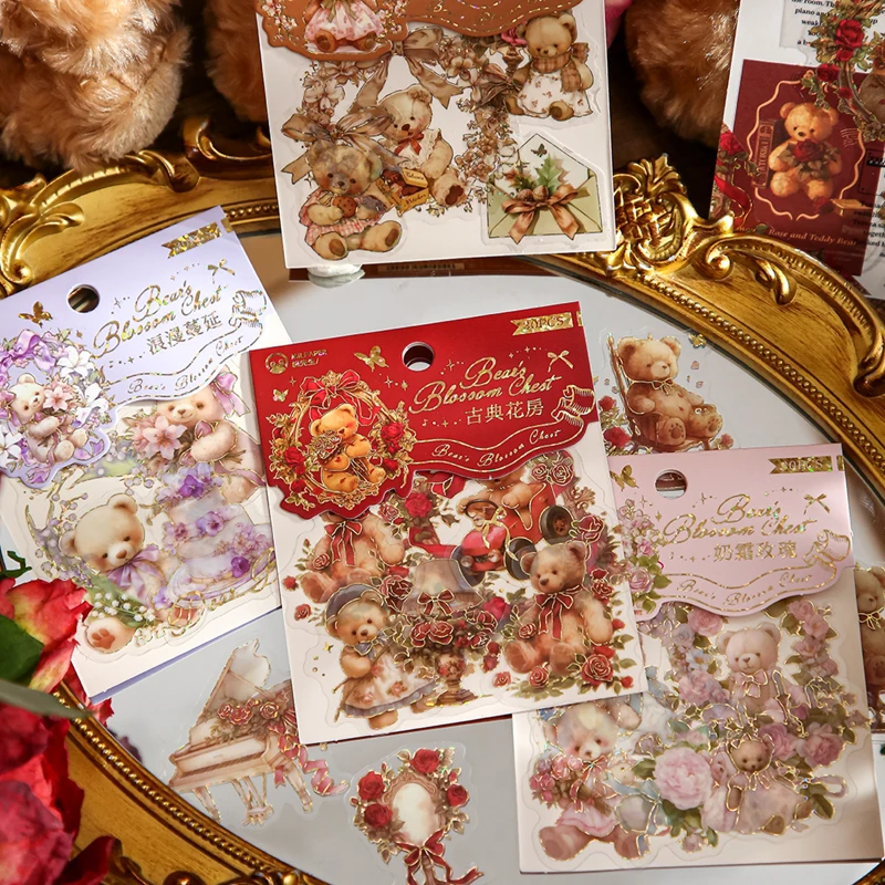

120 Sticker Pack Bear Flower Box Series Scrapbooking Stickers for DIY Cards, Calendars, Frames, Notebooks, and Diaries