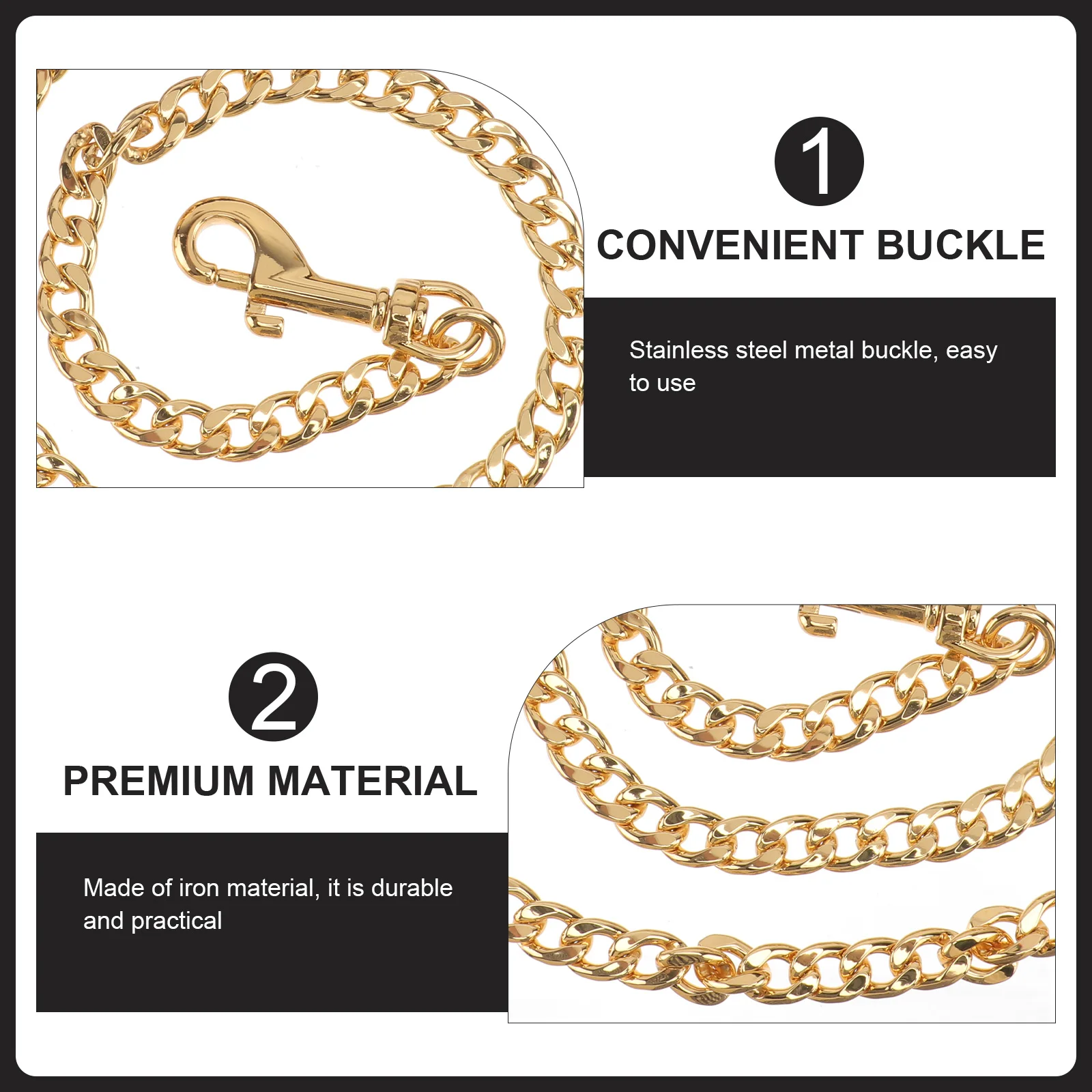 

Stainless Steel Dog Leash Durable Training Cable for Small Medium Pets Gold Color Premium Quality No Tangle Strong Stitching Pet