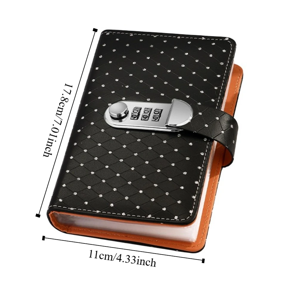 50Sheets Saving Money Binder Little Crystal Cover PU Leather Budget Binder with Lock Wallet Storage Savings Handbook