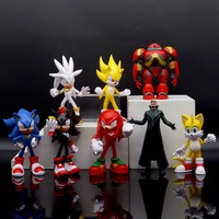 Set Cute Sonic PVC Character Toy Hedgehog Shadow Tail Figure 4-6cm Model Dolls Children Animal Toy Birthday Gift