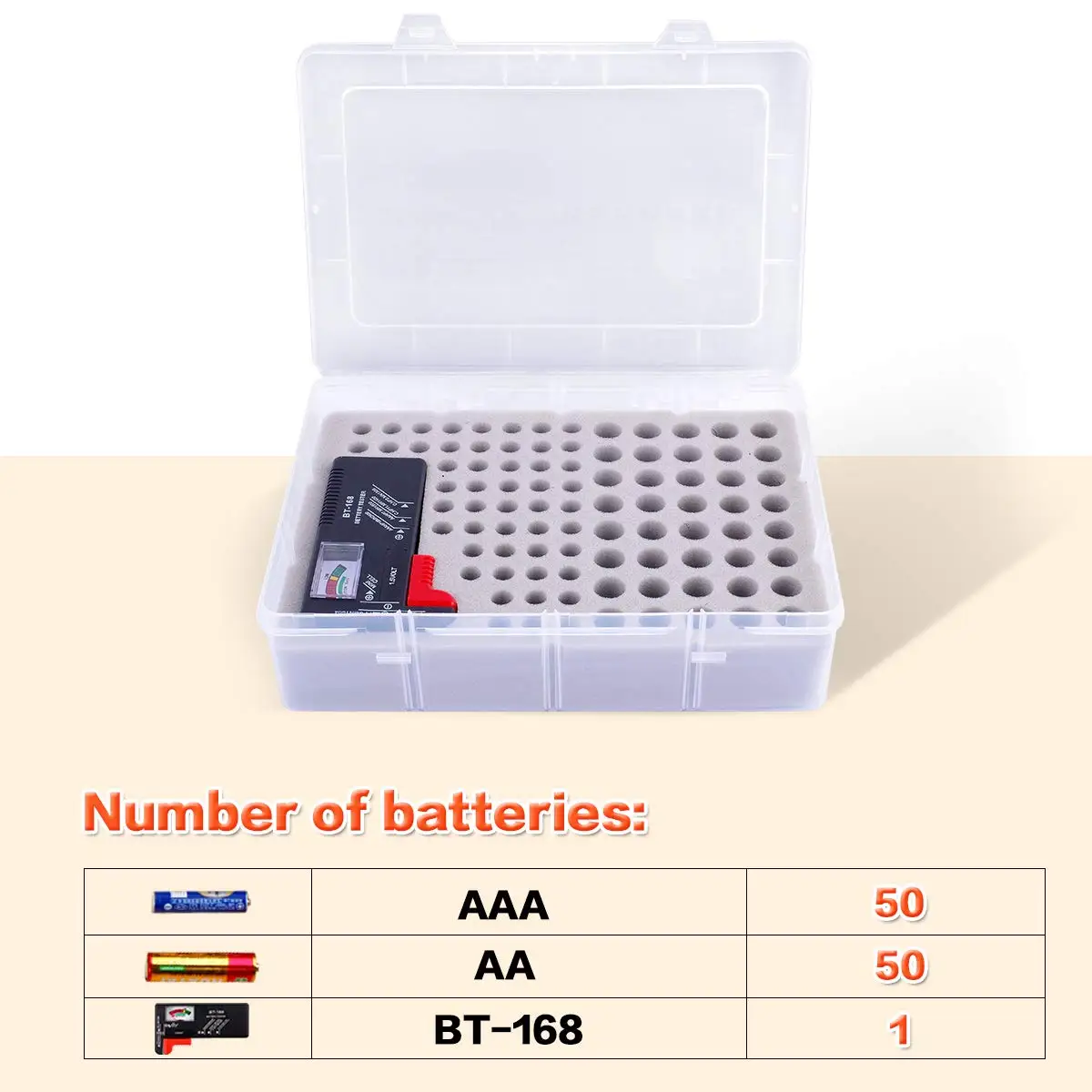 Pudełko do przechowywania baterii z testerem baterii, uchwyt do pojemnika garażowego, torba pojemnikowa mieści 90+ baterii 40 AA