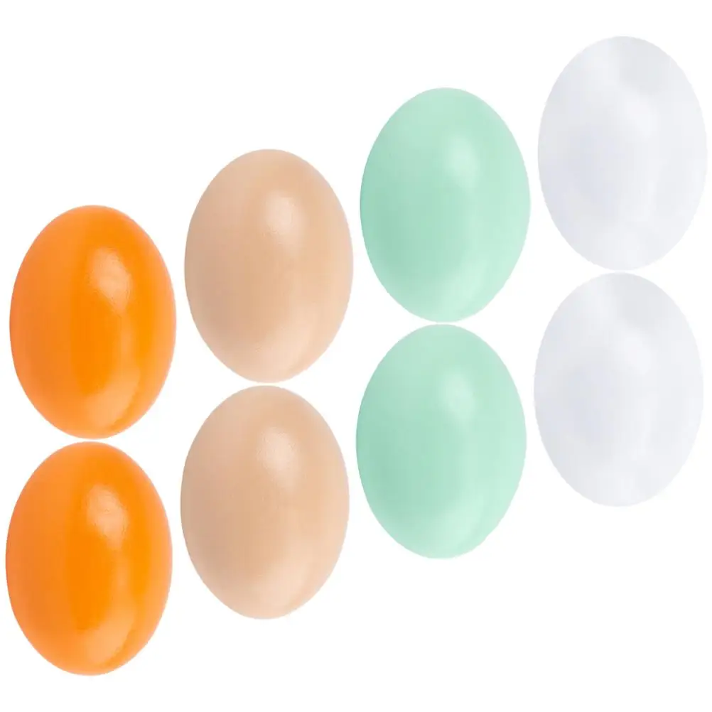 8 pezzi di uova simulate in legno simulazione pasquale giocattolo finto puntelli decorazione di pollo per feste per bambini