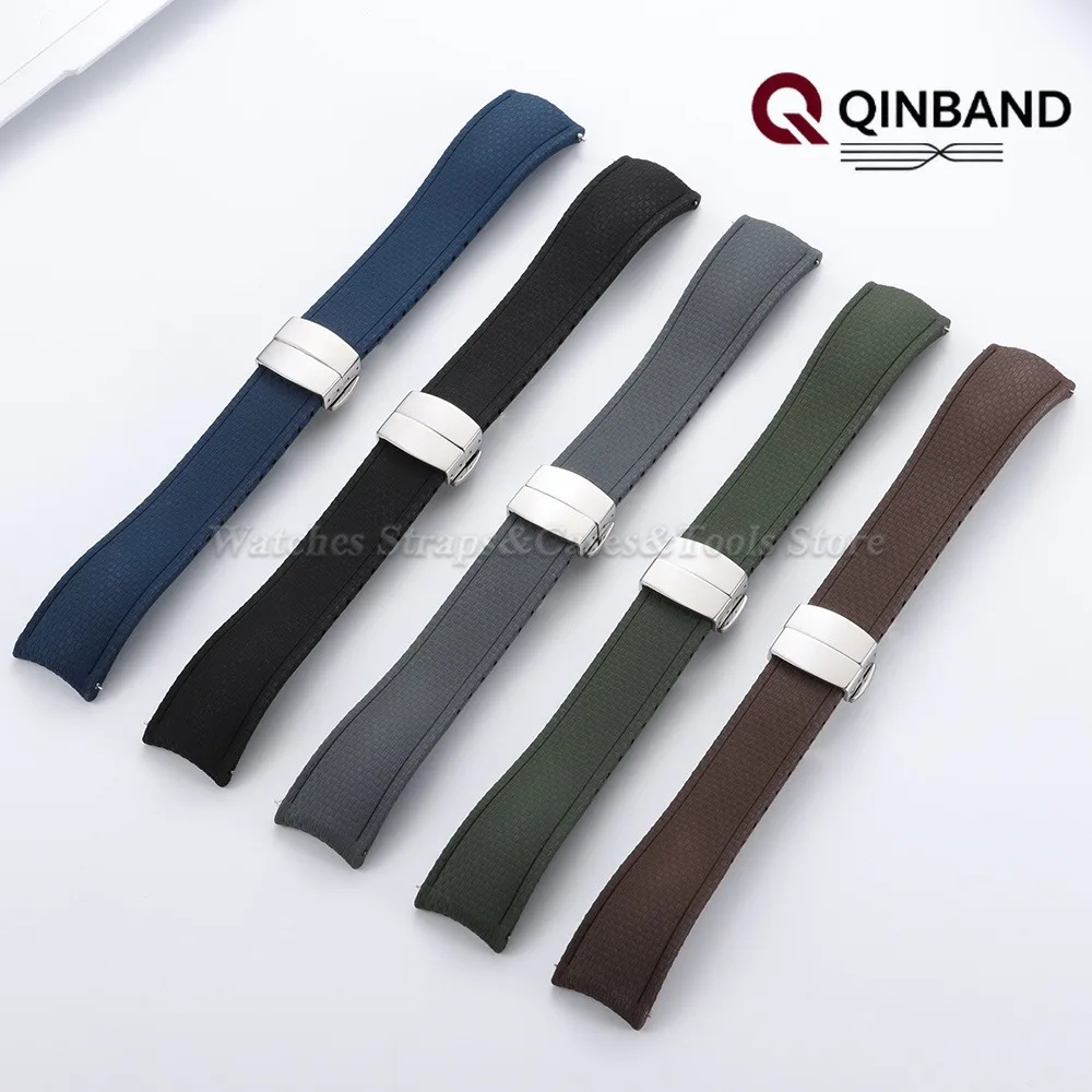 Curved End CTS FKM Rubber Watch Strap for Seiko for Omega for Rolex for Tissot 18/19/20/21/22/24mm QuickRelease Replace Men Band