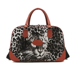 Super Cool Leopard Oxford Travel Tote Bags Large Capacity Hot Trendy Retro Handbags for Women 2024 Fashion Versatile Popularity