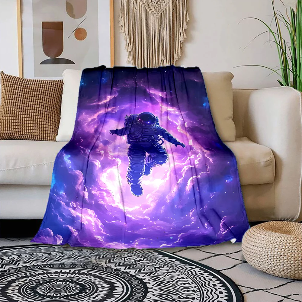 1PC Astronaut floating in cosmic clouds Print Blanket Warm Soft Suitable for All Seasons for Home Sofa Travel Camping Picnics RV