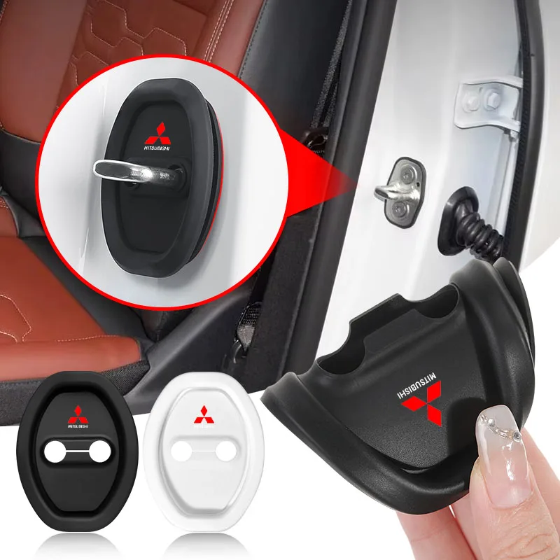 4 piezas de fundas protectoras de silicona para la cerradura de la puerta del coche para Mitsubishi RALLIART Pajero ASX Lancer X 9 Outlander 3 L200