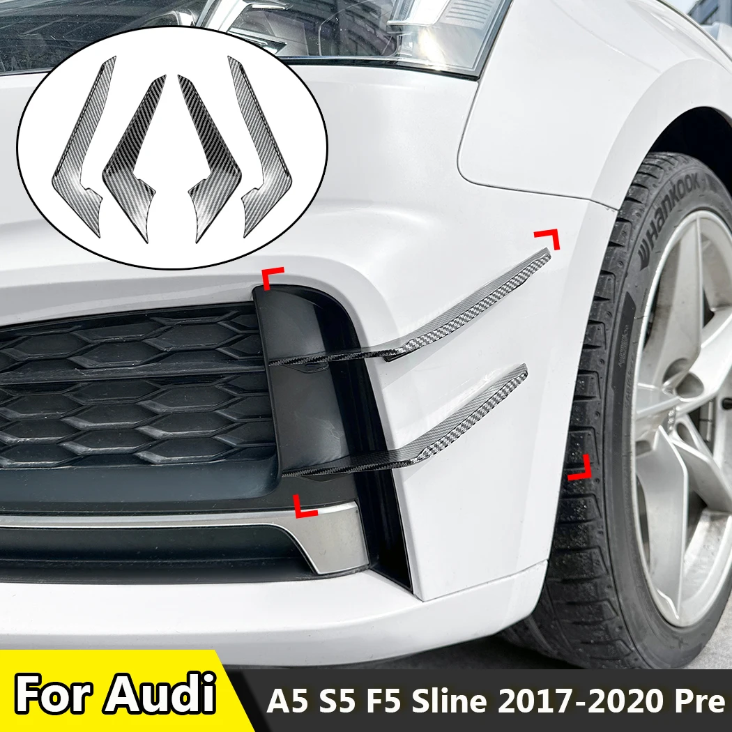 For Audi A5 S5 F5 Sline 2017-2020 Pre Car Front Bumper Lip Angle Protector w/ Side Splitter Spoiler ABS Exterior Modification