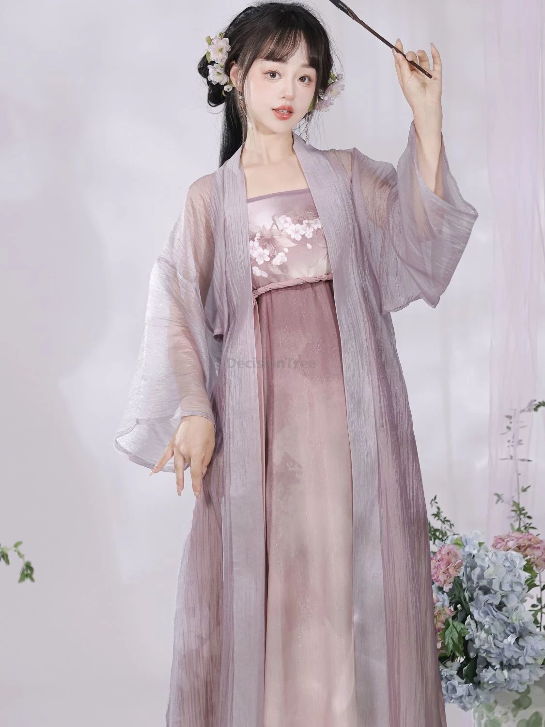 

2025 хань элемент, китайский современный ежедневный улучшенный ретро-набор ханьфу, платье без бретелек с изысканным принтом и градиентом, сказочный солнцезащитный кардиган