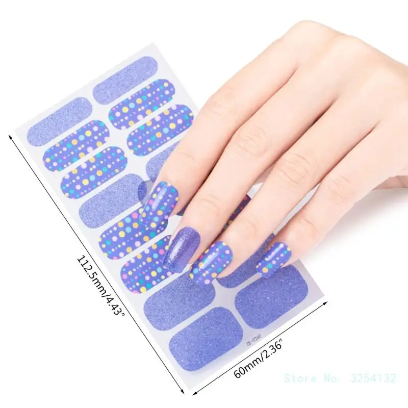 16 dải Sơn móng tay Dải móng tay Dải dán móng tay Long lanh Nail Wraps Sticke