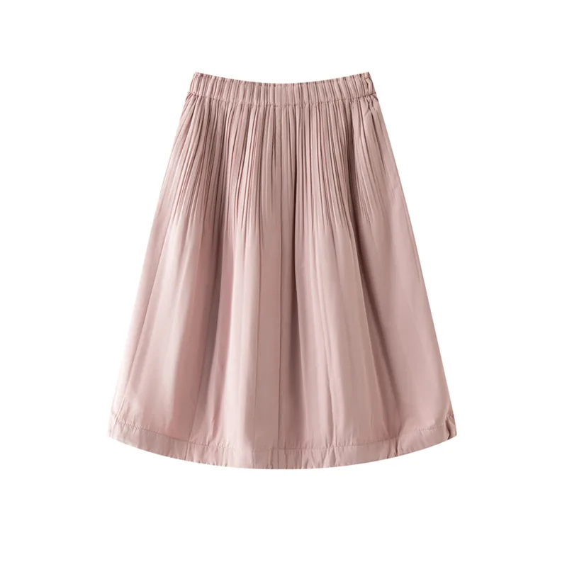 Miyake Fold 2025 Autunno/Inverno New Fold Tinta unita Mezza gonna spessa Donna Versatile A-line in cotone Gonna di media lunghezza a pieghe