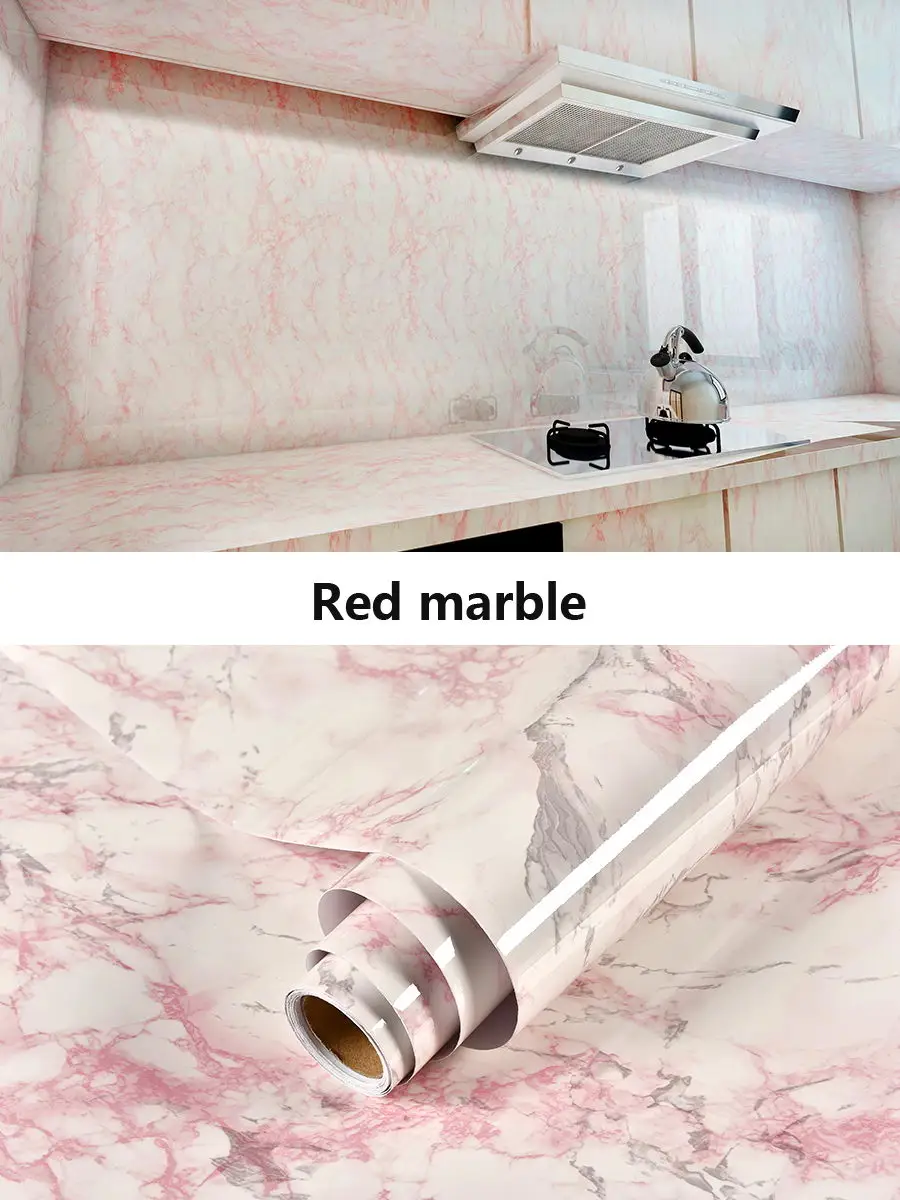 60cm Kitchen oil sticker self-adhesive marble pattern waterproof cabinet stove countertop wallpaper desktop bathroom renovation