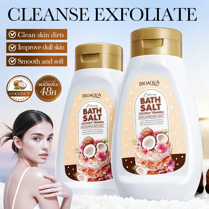 

BIOAOUA Coconut Tirami Cake Отшелушивающие соли для ванн Очищающие соли для ванн 430г