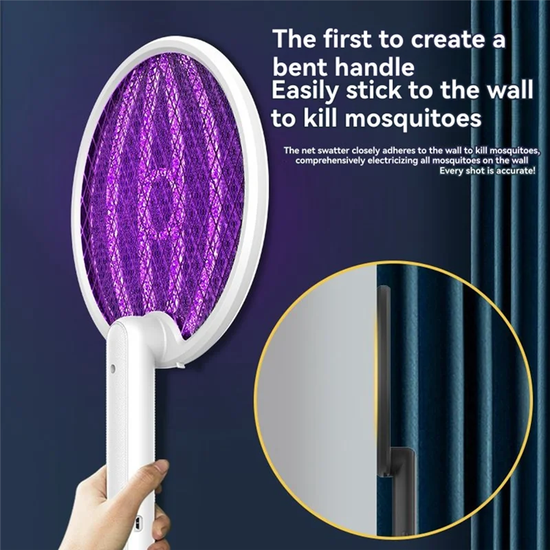 A85I-Electric Fly Swatter Two-In-One Fly Swatter Foldable Electric Mosquito Swatter Electric Mosquito Swatter
