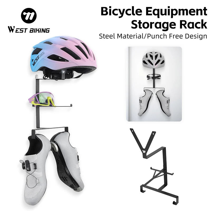 WEST BIKING Simple Design Steel Bicycle Equipment Storage Rack Bicycle Punch Free Design Storage Bike Rack Easy to install