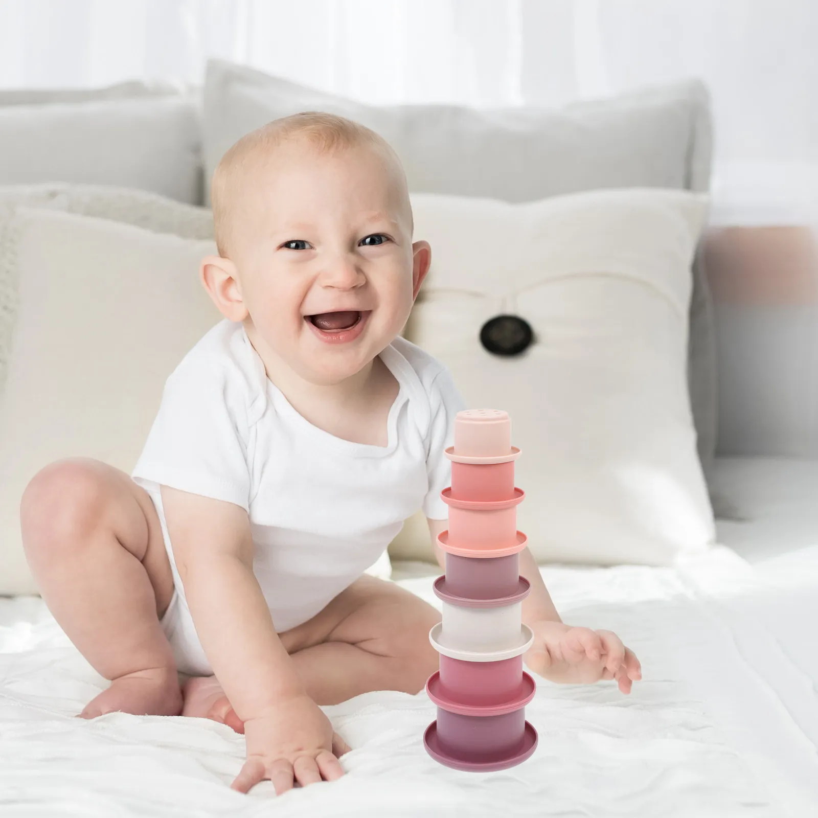 

Набор из 7 пастельных формочек для ванной: развивающие игрушки-пирамидки для малышей