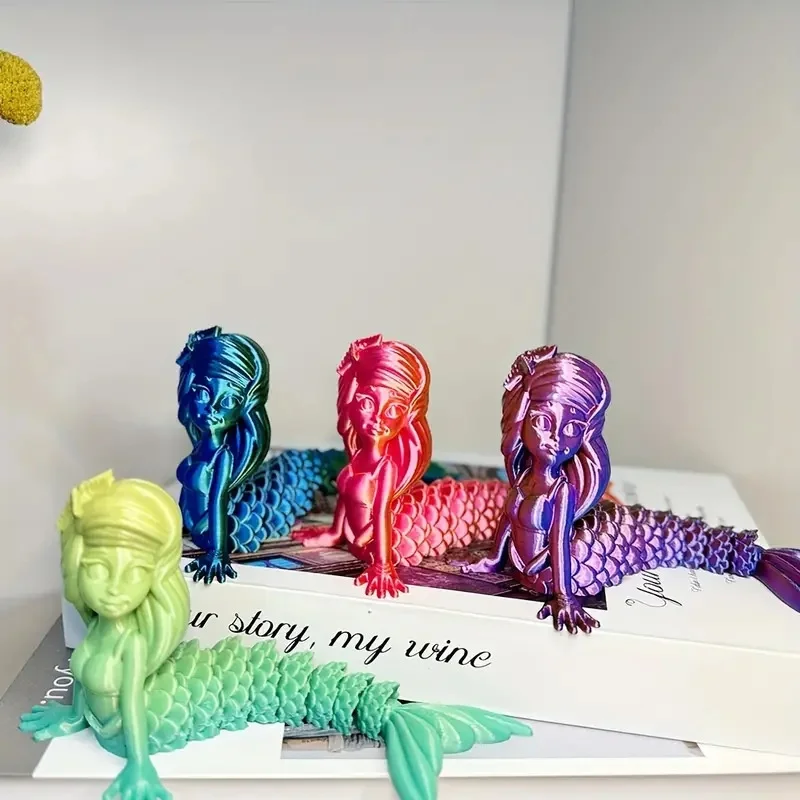 

3D Printed Mermaid Creative Movable Joint Mermaid Fidget Toys 3D Printed Toys Home Decor Desktop Ornament for Birthday Gifts