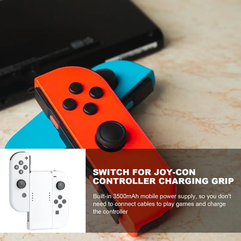 Wireless Charging Controller Grips Long-Lasting Battery Ergonomic Handle Grips Play While Charging Type C Port Game Accessories