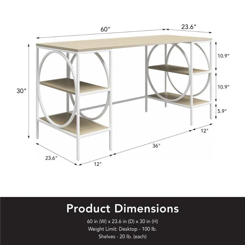 Double Pedestal Wooden Desk Home Office Computer Workstation Writing Table Storage Drawers Study Desk Decor Furniture