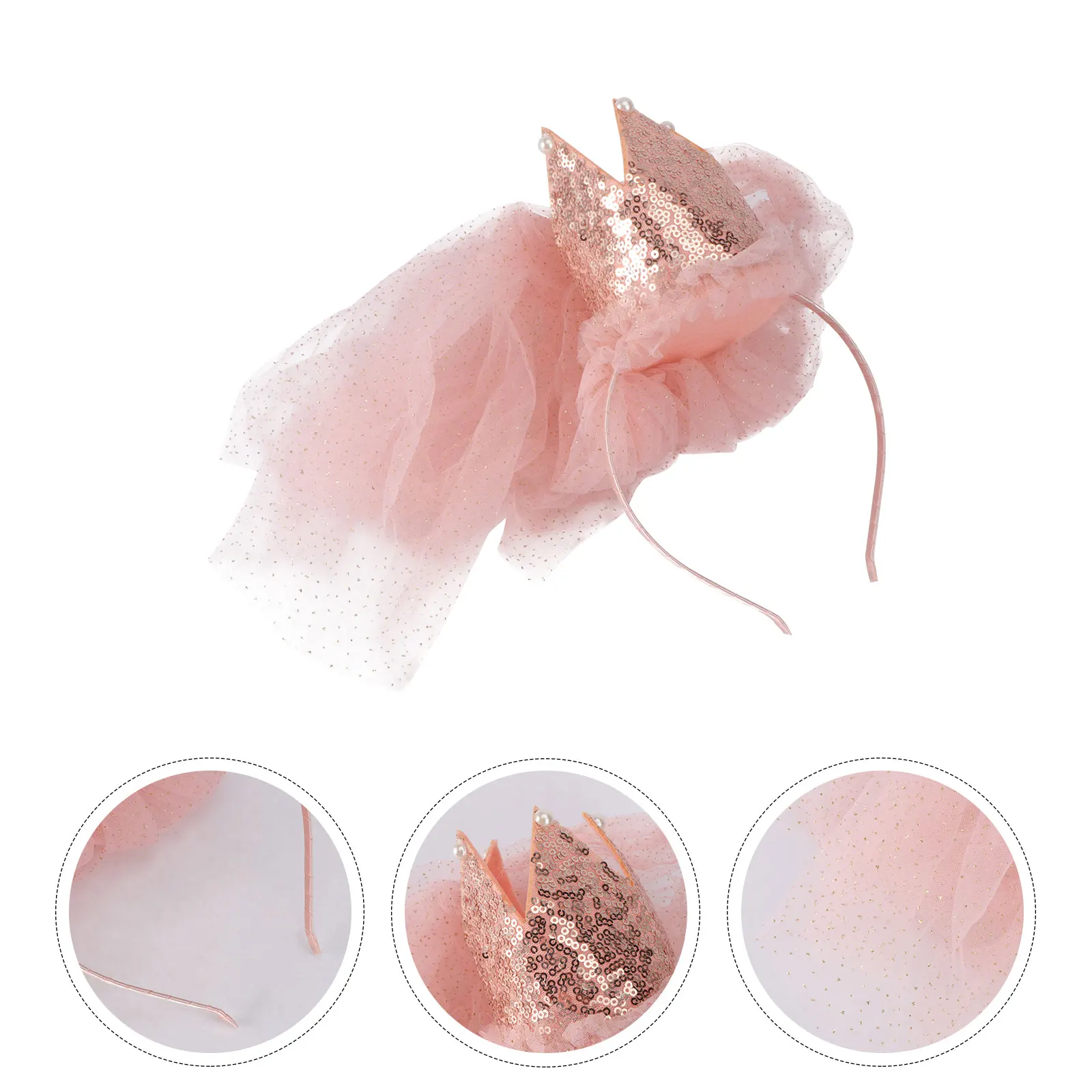 

Children Crown Veil Headdress Birthday Party Accessories Halloween Decorations Kids Plastic Fabric Safe Comfortable Bright