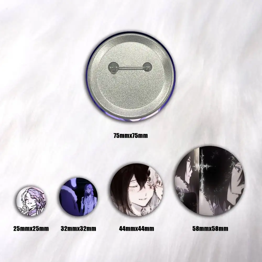 A-Sigma F-Fyodor D-Gogol Cartoon Round Brooches On Backpack Jacket Acrylic Button Pins Collection Gifts