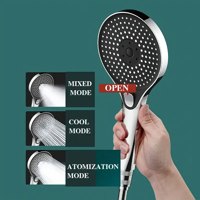Universal Three-Speed High-Pressure Shower Head Set with Large Panel Super Powerful Handheld Bathroom Spray Combo