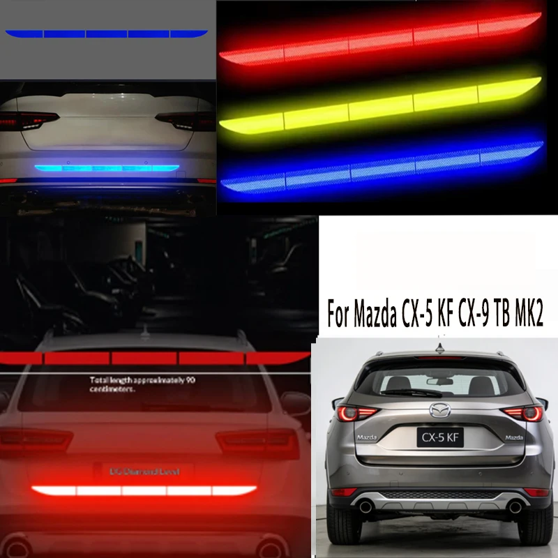 

For Mazda CX-5 KF CX-9 TB Car Reflective Warning Tape Trunk Anti-Collision Bumper Strip Universal Auto Safety Reflector Sticker