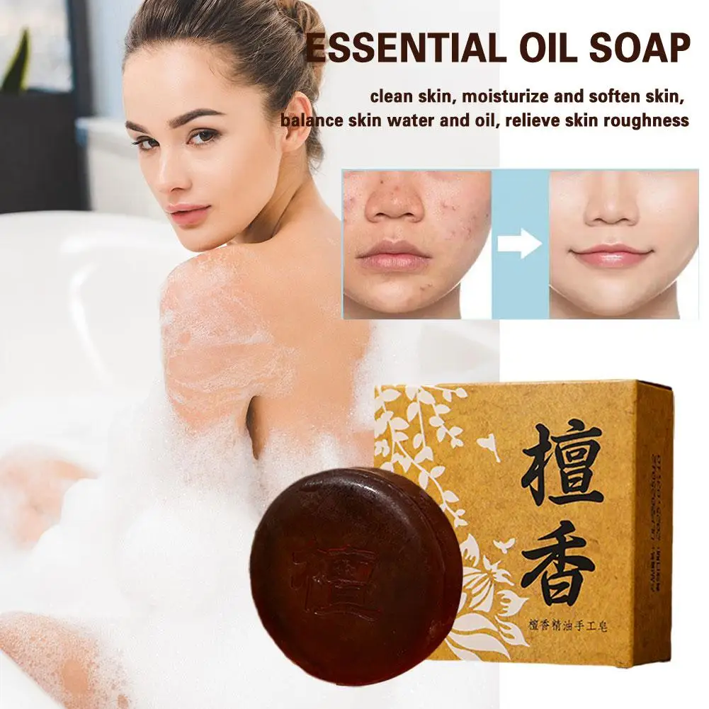 80g Oil Control Essential Oil Soap Mild Formula Silk Foam Gentle Handmade Soap Face Body Clean Natural Sandalwood Soap Skin Care