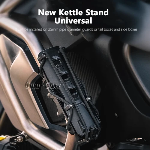 Imagen 2 del producto Portavasos Universal negro para motocicleta, soporte para botella de agua con varilla de 25mm de diámetro, soporte para tazas para hervidores de 58mm-78mm