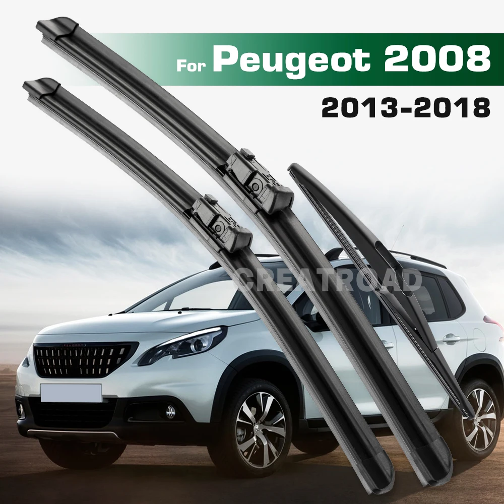 

GREATROAD Wiper LHD&RHD Front & Rear Wiper Blades Set For Peugeot 2008 A94 2013 - 2018 Windshield Windscreen Window Brushes