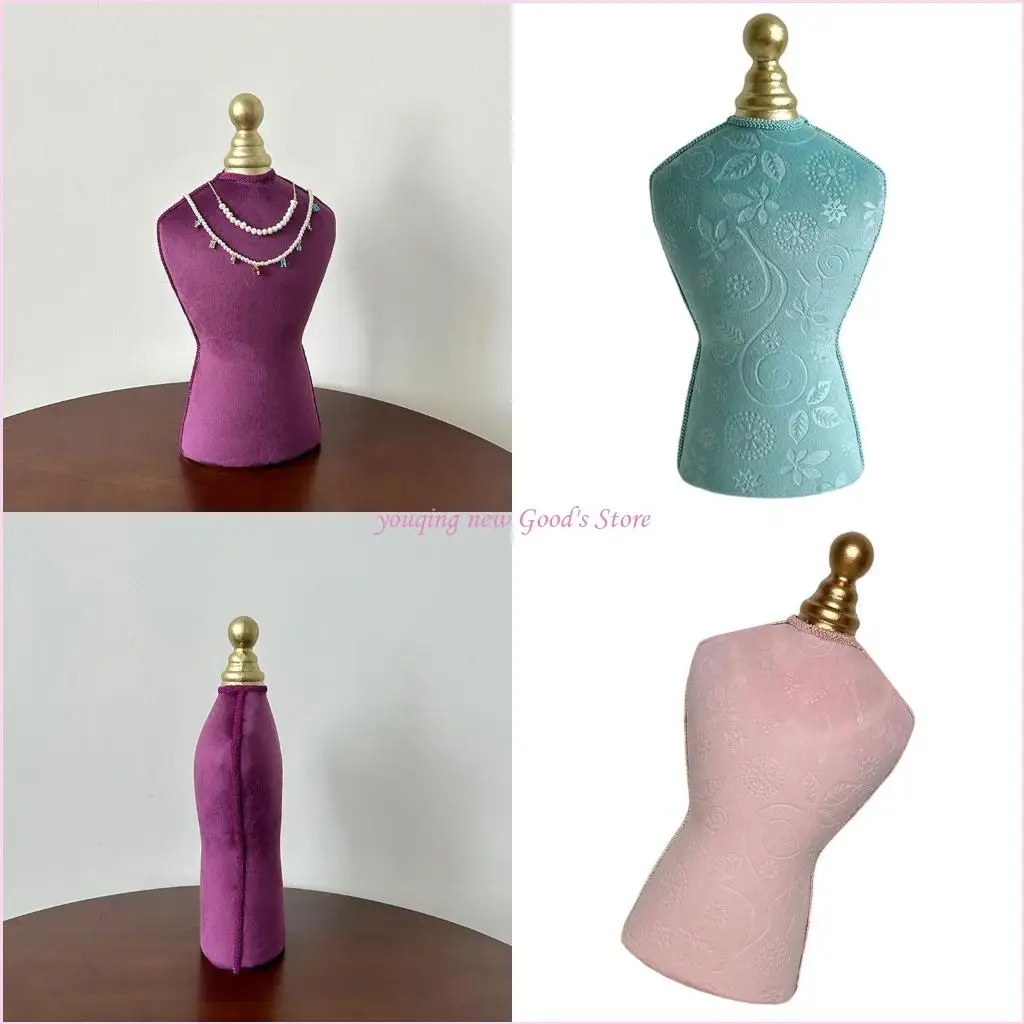 

57QA Бархатный ювелирный манекен-бюст, подходящий для презентации на витрине, размер 18x34,5 см