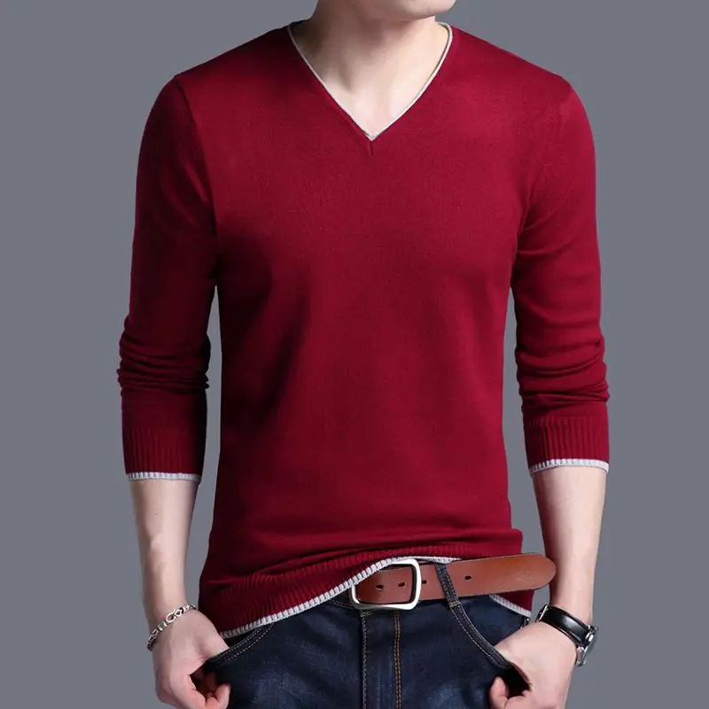 2023 Autumn and Winter Korean Edition Fashion Trend Simple Thin V-neck Long Sleeve Casual Loose Oversized Men\'s Knitted Sweater