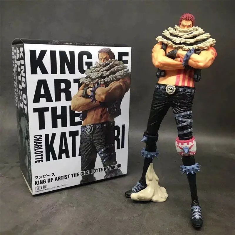 25cm One Piece Charlotte Katakuri Anime Action Figure Model Cross The Hand Statue Collection Toys For Kids Desktop Decoratio