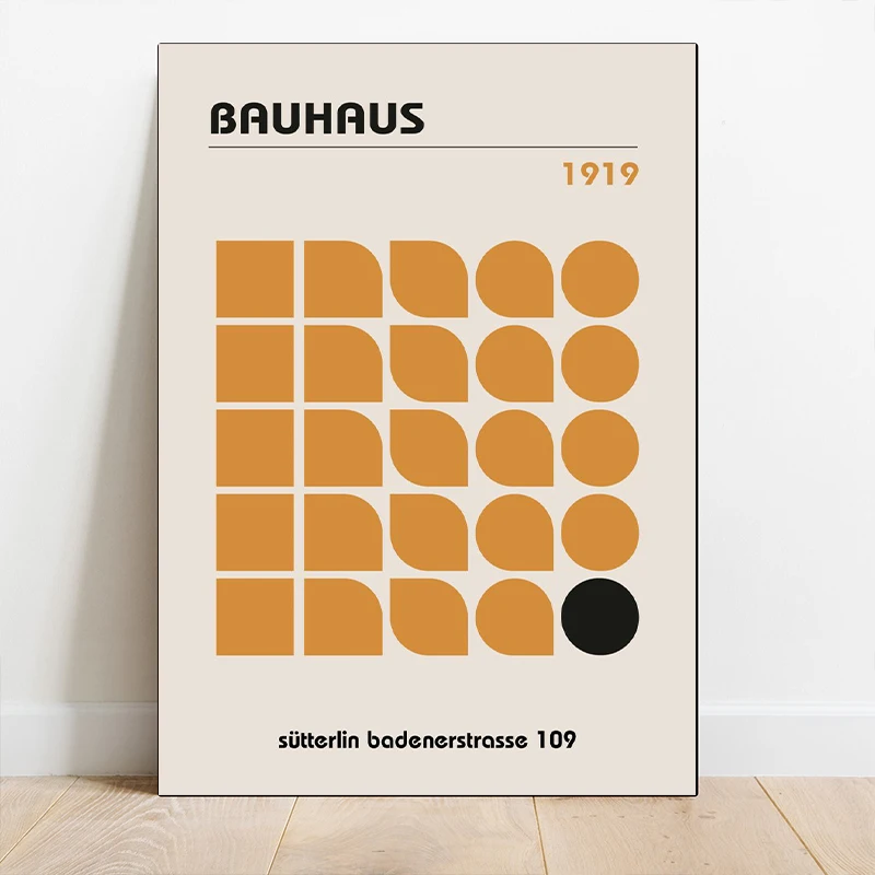 Minimalist Bauhaus Artwork Poster Modern Geometric Mid Century Canvas Painting Wall Art Picture for Living Room Office Decor