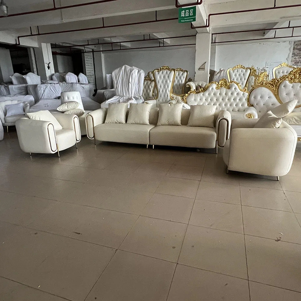 Luxury High-End Modern Modular Foam-Filled Square-Arm Sectional Fabric Sofa Set Gold Stainless Legs Living Rooms Apartment Hotel