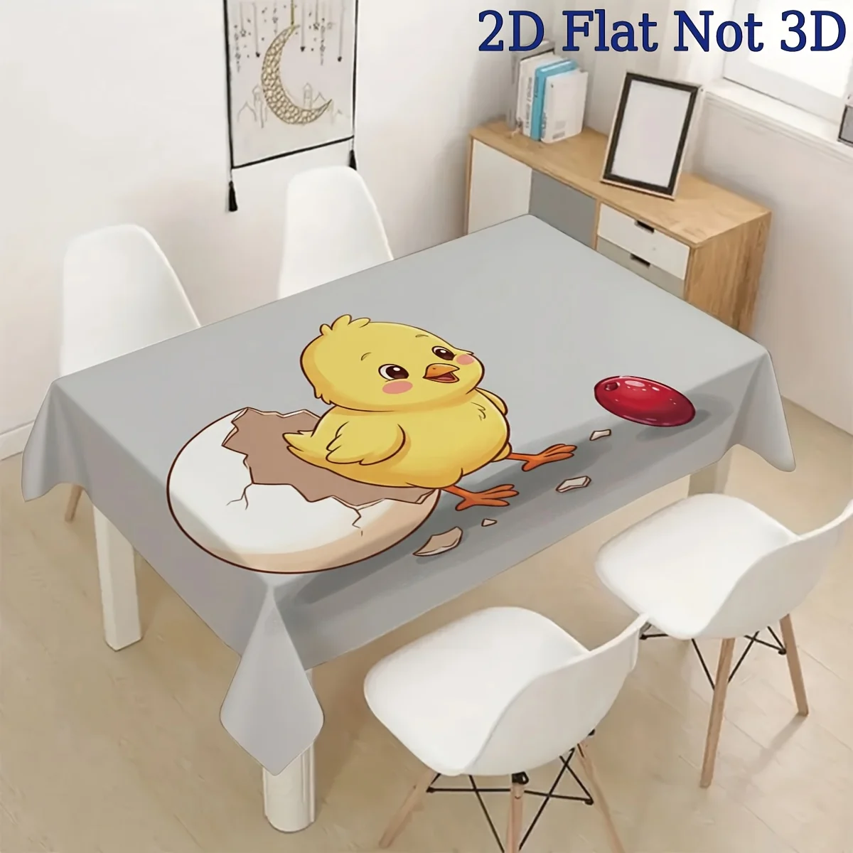 Cute Chick Hatching Cartoon Tablecloth Waterproof Dining Table Cover for Kids Party Decor